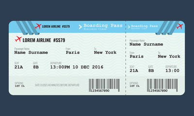 Vector Airplane ticket design template.