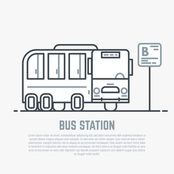 Bus station line isometric illustration