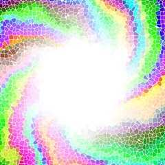 Twirl colorful mosaic radial vortex frame empty background