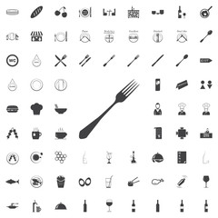 Fork black icon on the white background restaurant cafe set Flat vector illustration