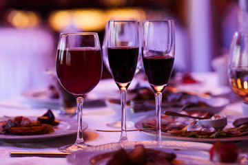 Cocktail glasses on the table.