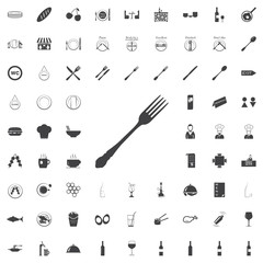 Fork black icon on the white background restaurant cafe set Flat vector illustration