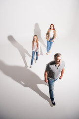 young family with shadows