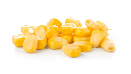 Fototapeta premium Sweet corn kernels on white background