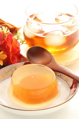 iced roasted barley tea and loquet jelly