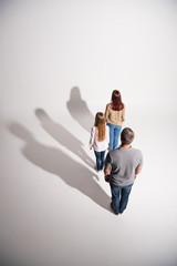 young family with shadows