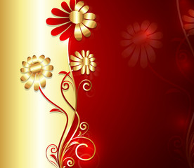 Golden Festive Flowers Background