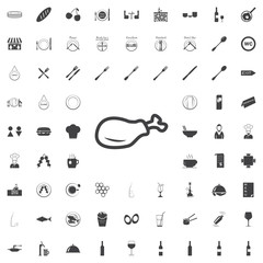 Chickens leg vector black icon on the white background restaurant cafe set Flat vector illustration