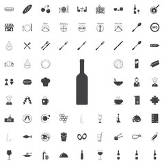Wine bottle black icon on the white background restaurant cafe set Flat vector illustration