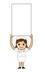 Female Doctor with Blank Banner