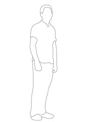 sketches, outlines boy stands