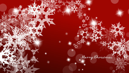 Christmas background with snowflakes and simple Merry Christmas text - red version