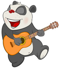 Illustration of a Cute Panda Guitarist. Cartoon Character