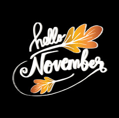Obraz premium Hello November. Modern brush lettering.
