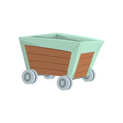 Retro wooden wagon, mining industry concept cartoon vector Illustration