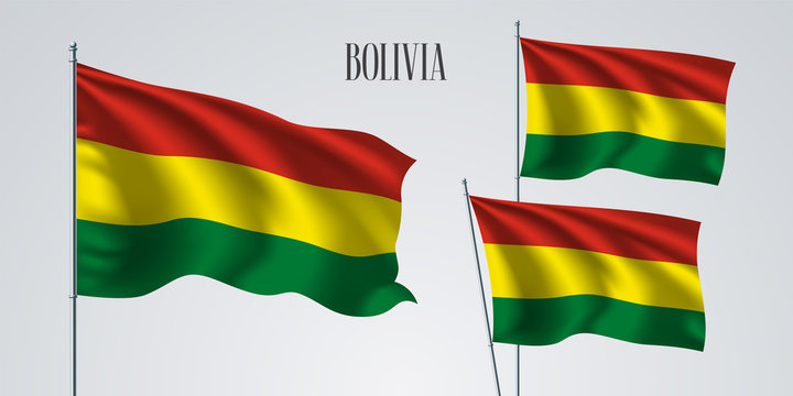 Bolivia waving flag set of vector illustration