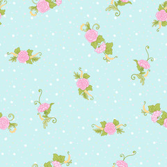 Floral seamless pattern, background with vintage style flowers 