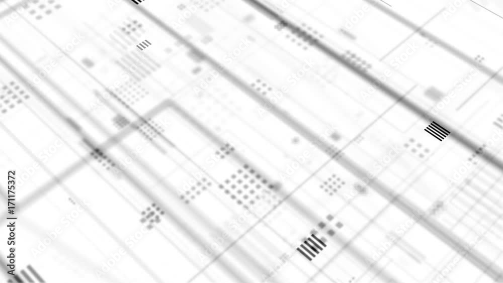 Poster 3d rendering loopable sequence with camera passing through 2dgfx elements. lines, squares and other 