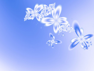 Abstract fractal blue butterfly flowers. Graphic background for design