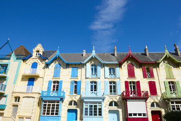 Traditional and colorful houses in Wimereux - obrazy, fototapety, plakaty