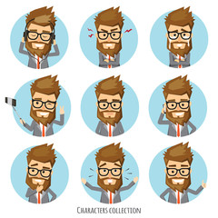 Set of emotions for business man.