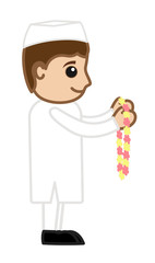 Young Politician Character Holding a Flowers Garland