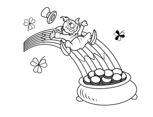 Funny Leprechaun Playing coloring page 