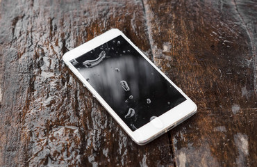 A wet smartphone