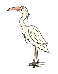 Heron Bird Vector clip art handmade style