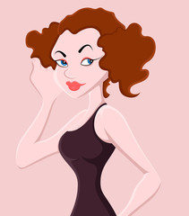 Young Sexy Girl Vector Portrait