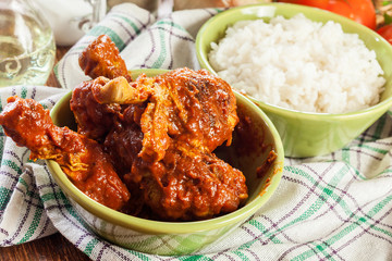 Chicken drumsticks curry with rice