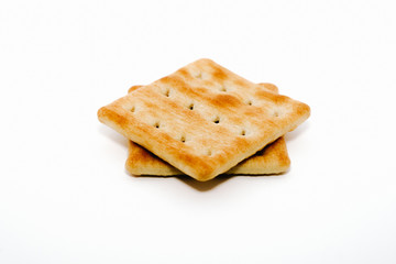 cream cracker biscuits over the white background