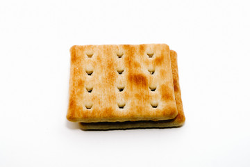 cream cracker biscuits over the white background