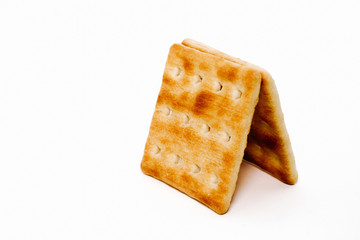 cream cracker biscuits over the white background