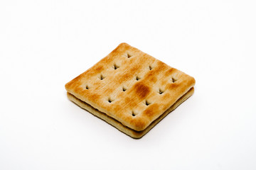 cream cracker biscuits over the white background