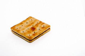 cream cracker biscuits over the white background