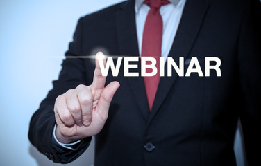 Webinar online concept pointing finger