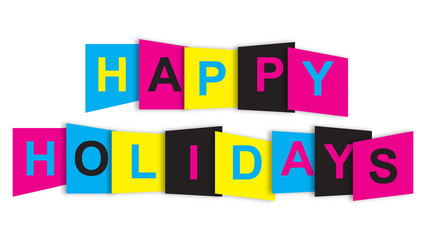 HAPPY HOLIDAYS overlapping vector letters (Christmas colours). happy hollidays vector illustration.