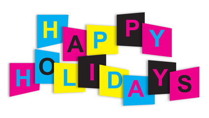 HAPPY HOLIDAYS overlapping vector letters (Christmas colours). happy hollidays vector illustration.