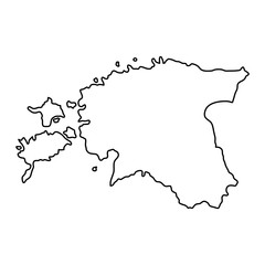 Estonia map of black contour curves of vector illustration