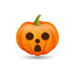 Vector  Pumpkin with scared face isolated on white background. Halloween illustration.