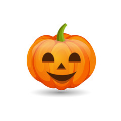 Vector Pumpkin with happy face isolated on white background. Halloween  symbol
