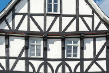 Historic black and white half timbered house