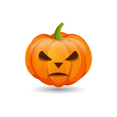 Vector Pumpkin with angry face isolated on white background. Halloween  symbol