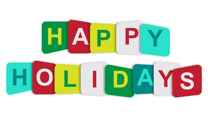 
HAPPY HOLIDAYS overlapping vector letters (Christmas colours). happy hollidays vector illustration (rounded corner).