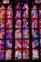 Beautiful Stained Glass Windows in european cathedral