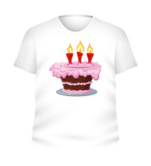 Birthday Cake Printed T-Shirt Vector