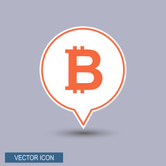 Flat style sign icon Bitcoin crypto currency.