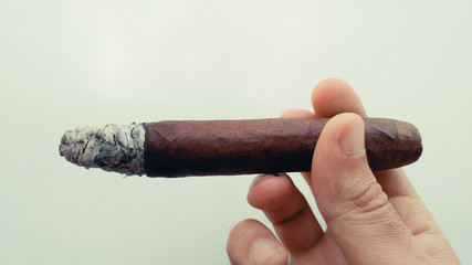 Man hand holding cigar
