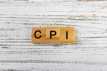 CPI Consumer Price Index word made with wooden blocks concept